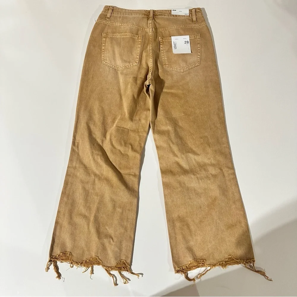 Vervet Leslie High Rise 90's Vintage Crop Flare Jeans Tan Brown Size 28 NEW